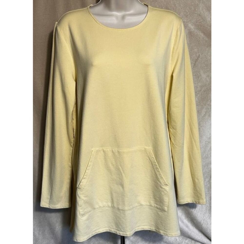 J Jill Pure Jill Pima Cotton Blend Pullover Sz L Butter Yellow Weekend Leisure